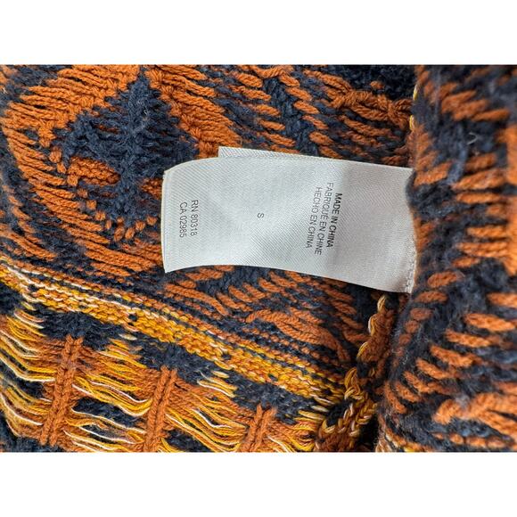 Lucky Brand Southwest Open Front Hooded Cardigan Sweater Womens Small Blue Brown - Picture 8 of 14